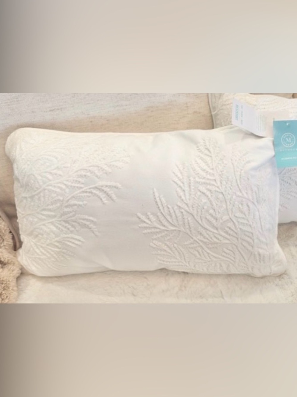 Pair of Martha Stewart Indoor/Outdoor White Pillows 24 x 13